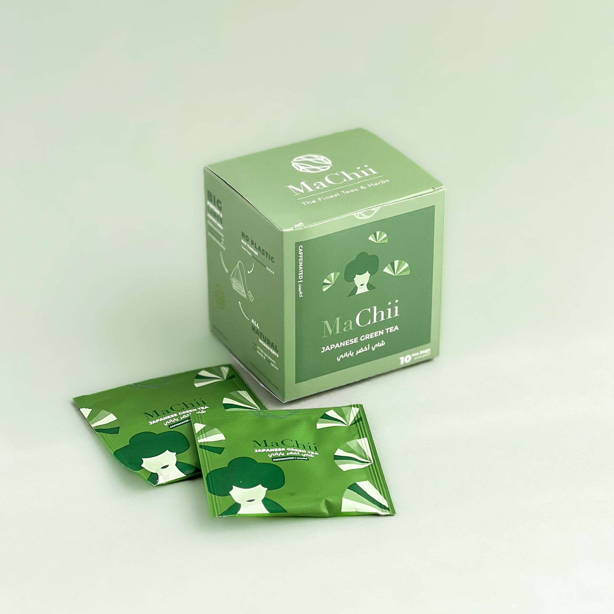organic Japanese sencha green tea enveloped tea bags in a pack of 10 